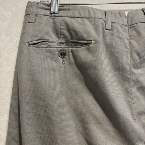 Zanella Linen Blend The Noah Grey Static Plaid Flat Front Stretch Pants Size 36 - Picture 10 of 16